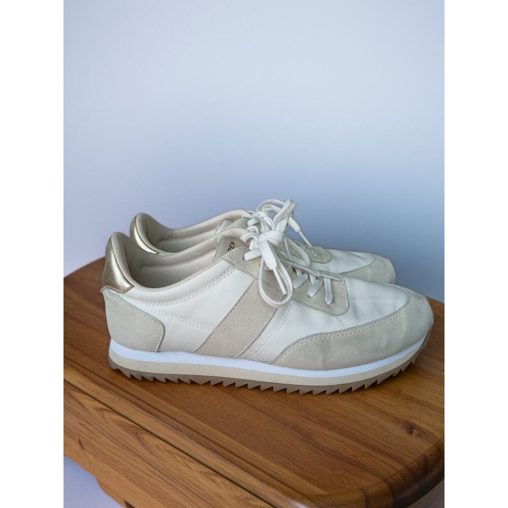 J.Crew White & Suede Sneakers – Women’s Size 9 – Neutral Classic Low‑Top
